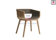 Modern Bowed Bentwood Wood Restaurant Chairs Upholstered Leather With Armrest