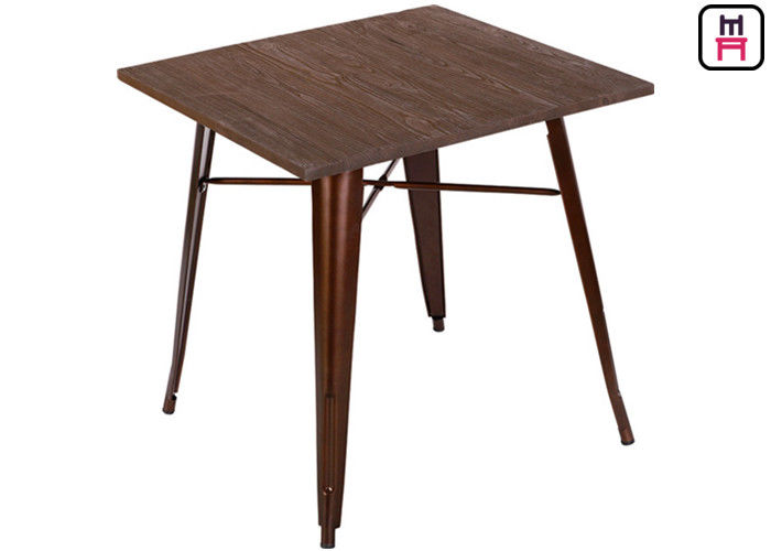 Quare Counter Height Dining Table , Solid Wood Top Metal Bast Replica Tolix Dining Table 