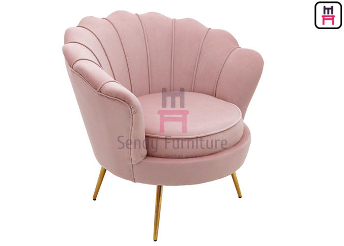 Velvet Single Sofa Chair Pink Color Flower Shape Solid Structure With Armrest