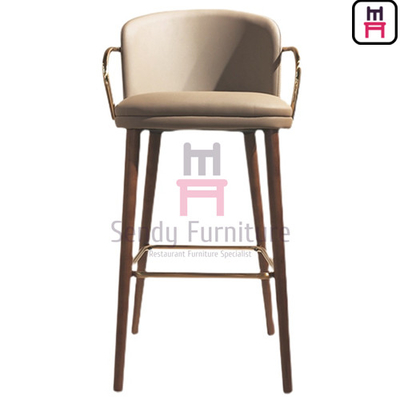 Mua Nhà hàng Da Bar Ghế kê tay bằng thép không gỉ với lưng / chỗ để chân online manufacture