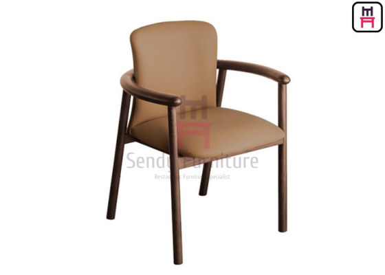 Mua Ghế nhà hàng bằng gỗ bọc da màu nâu có tay vịn online manufacture