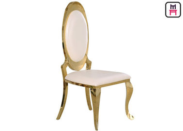 Mua Khách sạn Armless Oval Quay lại Nhà hàng bằng thép không gỉ Chairs Với Ghế Da Vàng / Chrome online manufacture