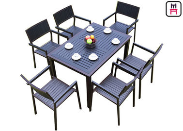 Mua 1 đến 4/6 Bộ bàn ăn ngoài trời cho nhà hàng bằng gỗ nhựa Khung kim loại trong hiên Đồ nội thất phòng ăn online manufacture