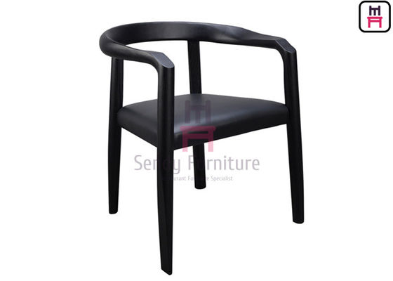 Mua Ghế ăn bằng gỗ tần bì bọc da màu đen Tựa lưng cong được sơn mài online manufacture