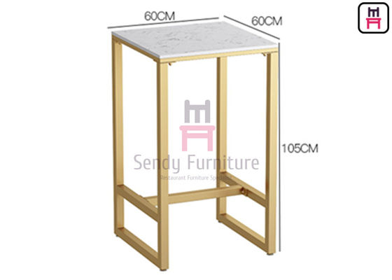 Mua Đá cẩm thạch Top 2ft Kim loại Hình vuông Bàn cao Chiều dài 60cm Khung kim loại sơn mài vàng online manufacture