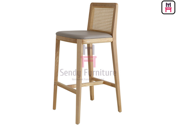 Thanh lưng mây cổ điển Kích thước ghế đôn H75cm Khung gỗ tần bì rắn không có tay vịn