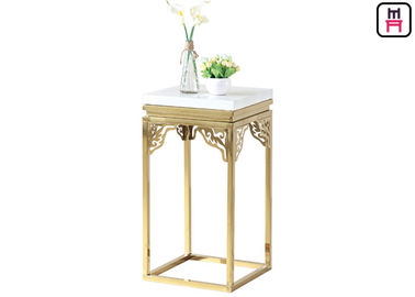 Quảng trường thanh lịch Marble Bàn bằng thép không rỉ Carved Corner Flower Stand