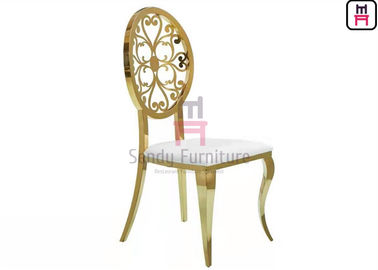 Ghế bằng thép không gỉ màu vàng hồng rỗng - Trở lại tròn với hoa văn cổ điển