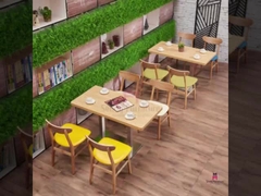 Ghế ăn gỗ lưng cong cổ điển với ghế da Nội thất trong nhà thương mại