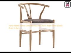 Hand Made Hotels Metal Restaurant Chairs Rope Seats Wood Grain Y Back